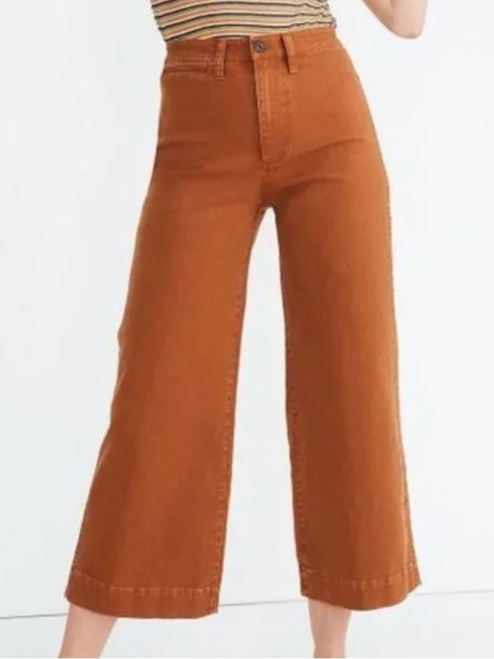 Madewell Emmett Wide Leg Cropped Pants High Rise Rust Brown Size 25